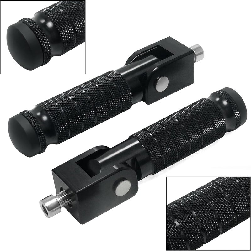 VUOZIP M8 Universal CNC Motorcycle Foot Pegs Degree Foldable Bike Pegs Aluminum Fit Electric Car Motorbike Scooter Mini Bike Ebike Dirt Bike Go Kart Honda Yamaha Suzuki Aprilia Super73 (Black, Type A) - Image 2